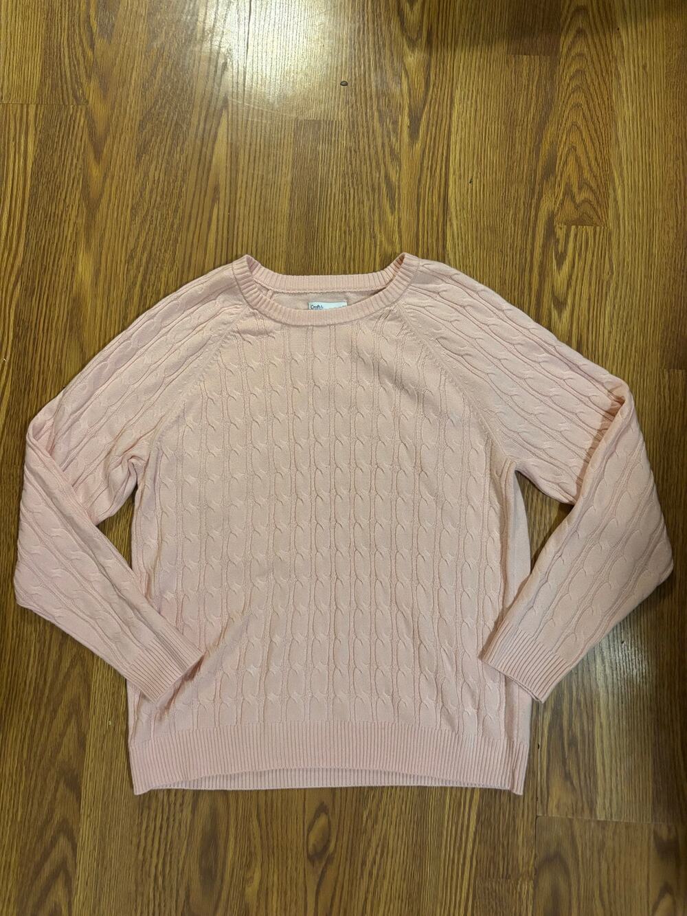 NWOT Croft & Barrow Light Pink Cableknit Fall/ Winter Preppy Office Sweater